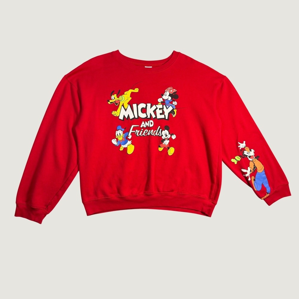 Disney Mickey and Friends Sweatshirt Girls XL Red Excellent Cotton Blend